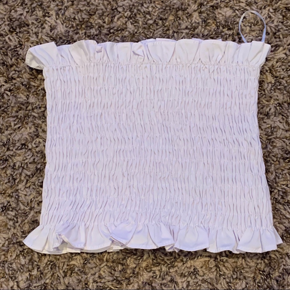 light blue / lavendar ruffled tube top